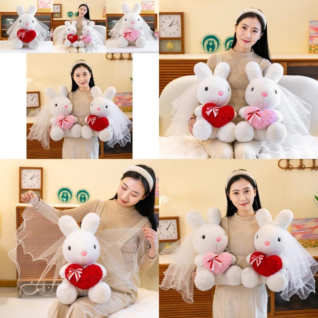 Cute Wedding Bunny Plush Toy For Girlfriend Valentine's Day Gift 45cm Pink Red