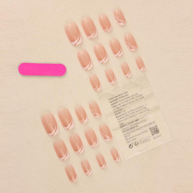 Středně dlouhé jednoduché bílé odnímatelné nálepky na nehty pro evropské a americké nehtové umění