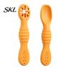 Soft Silicone Spoons for Babies 2Pcs Baby Spoon, Toddler Training Spoon Puree Fruit Puree, Non Slip Set Non-Slip Handle Infant Feeding Self