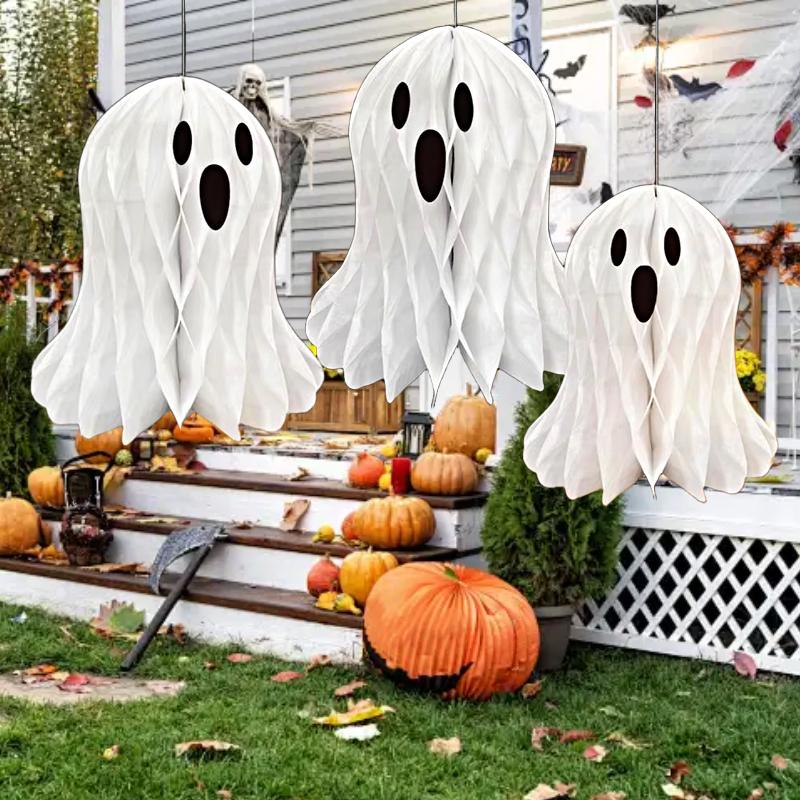 Halloween Ghost Hive DIY Hangings Atmosphere Props White Creative Design Paper Funny Handicrafts Hom Party Decoration Various Size