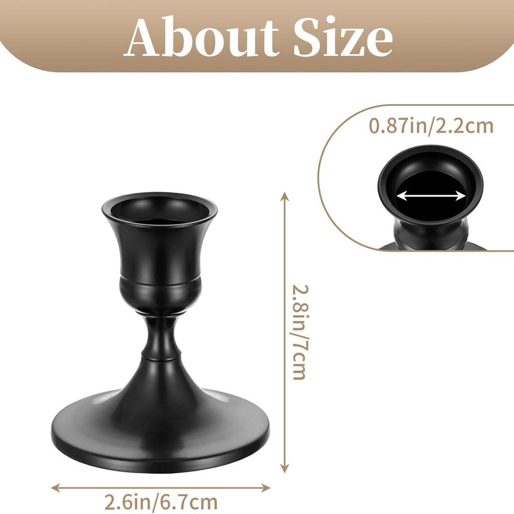 Black Candle Holder for Holiday Decor Thanksgiving Christmas Table Fireplace Ornament Stable Base Resin Material