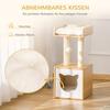 Cat Cave Cat Bed with Washable Cushion, Platform, Scratching Post, Play Ball, Cat House for Cats for Indoor 35 x 35 x 81 cm Oak