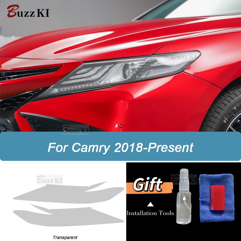 Car Headlight Protective Film Smoke Black Tint Wrap Transparent TPU Sticker For Toyota Camry XV70 2018