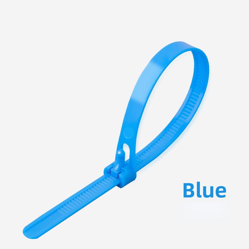 100 piezas Bridas de Plástico Reutilizables 5*200mm Liberables Nailon Sueltas Nudo Corredizo Reciclables Desmontables Bridas para Agrupar azul