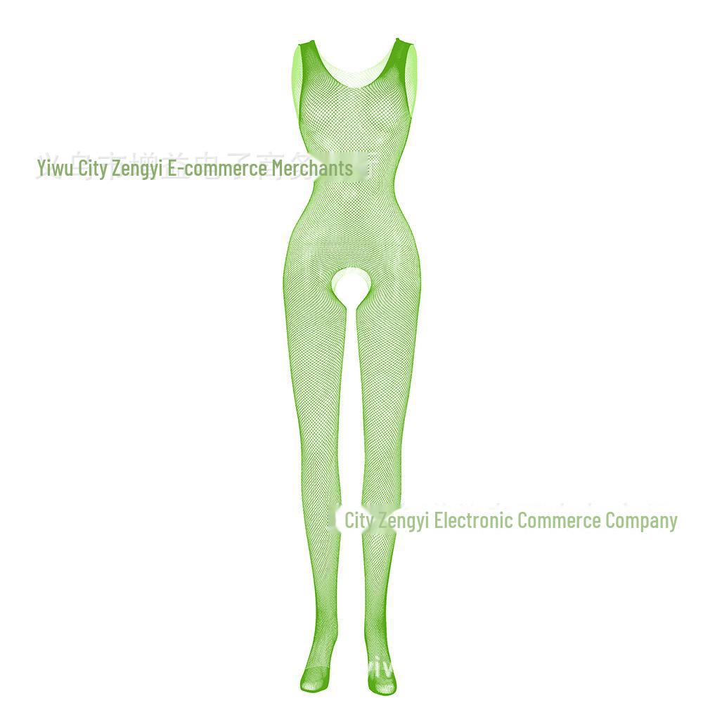 Black Silk Milk-Leak Stockings: Transparent Hollow Pajamas with Suspenders, Open Crotch Design W253.