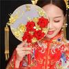 Handheld Wedding Decorative Chinese Wedding For Bride Gold Red Bridesmaid Vintage Photography Ornaments Fan Bouquet Decor Craft