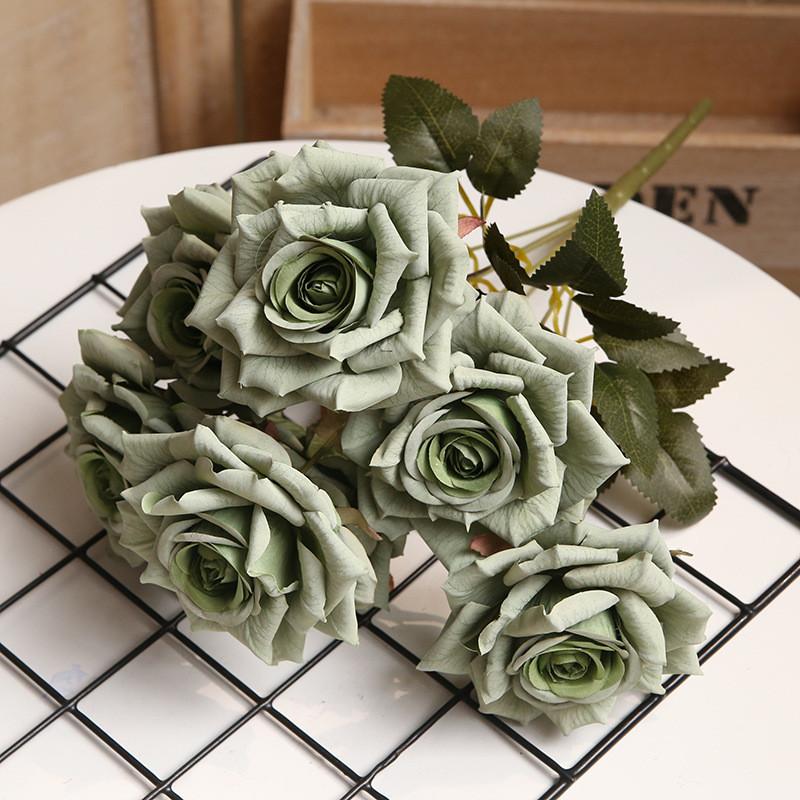 Artificial Rose Bouquet With Colored Silk Flower For Wedding And Home Decor