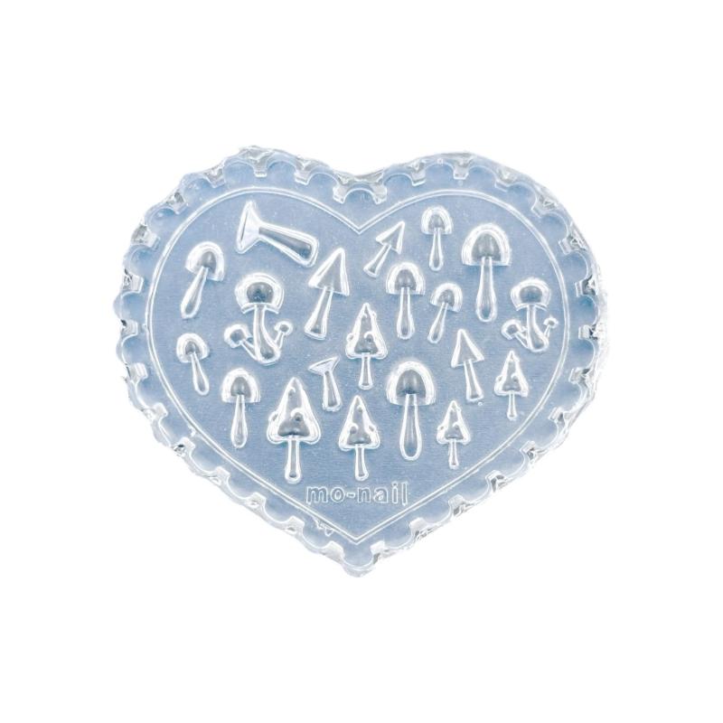 Silikon Nagelkunstform mit Pilz-, Ahornblatt-, Herzmustern für DIY Maniküre-Design, wiederverwendbare Vorlage