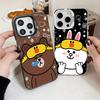 Cartoon Bear Brown Rabbit Soft Phone Case for iPhone 15 16 17 Pro Max 17Air 16E 14 Plus 13 12 Mini Shockproof Cover Back Shell