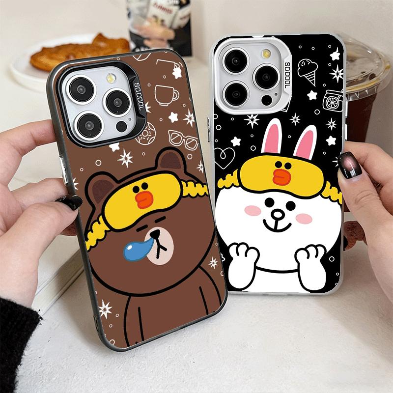 Cartoon Bear Brown Rabbit Soft Phone Case for iPhone 15 16 17 Pro Max 17Air 16E 14 Plus 13 12 Mini Shockproof Cover Back Shell