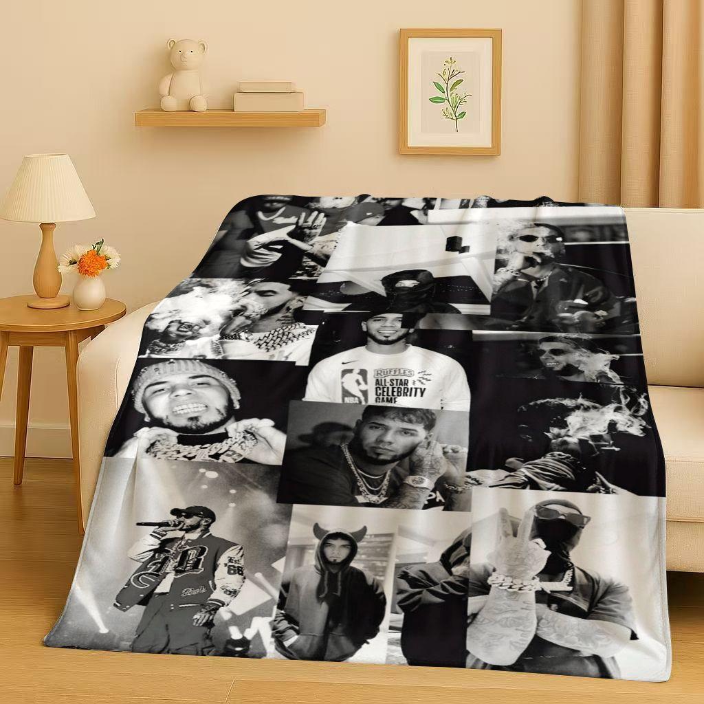 3D Anuel AA Real Hasta La Muerte Rapper Flannel Blanket,Ultra Soft Warm Plush Throw for Home Bedroom Bed Sofa Cover Kids Picnic