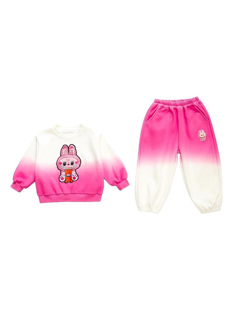 Girls' Gradient Sweatshirt Two-Piece Set - 2025 Spring & Autumn Fashionable Casual Outfit