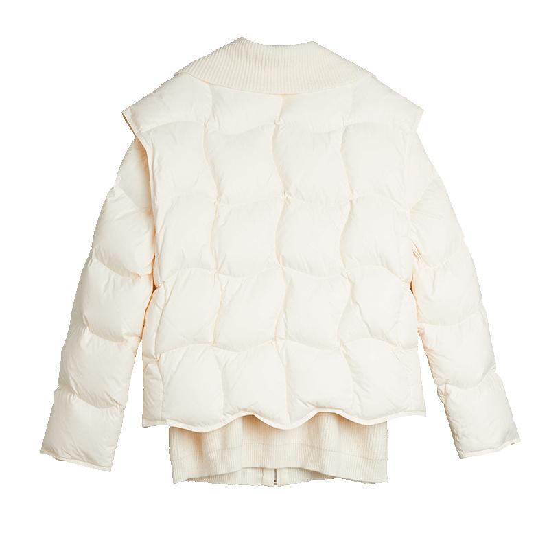 ELLE Lightweight Basic Design Down Jacket With Korean Style Lapel Slimming Warm Two-Piece Set Women outerwear White EY36415