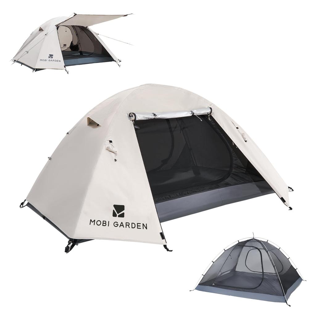MOBI GARDEN Solo Camping Stan pro dvojitý hliníkový vodoodpudivý UV snadno úložný vak Horolezecký stan, stan, 1-2 osoby, vrstvený, lehký