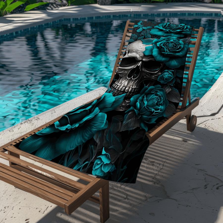 1pc of Beach Towel with a Rose Skull Design - Soft, Absorbent, And Quick-Drying - Suitable for Swimming, Camping, And Bathing