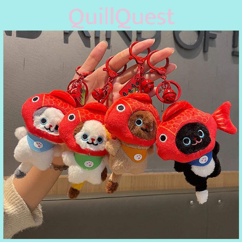 Adorable Koi Cat Plush Keychain Cute Detachable Headset For Bags And Gifts