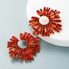 Elegant Alloy Sunflower Earrings With Colorful Rhinestones For Women Party Wedding Daily Wear