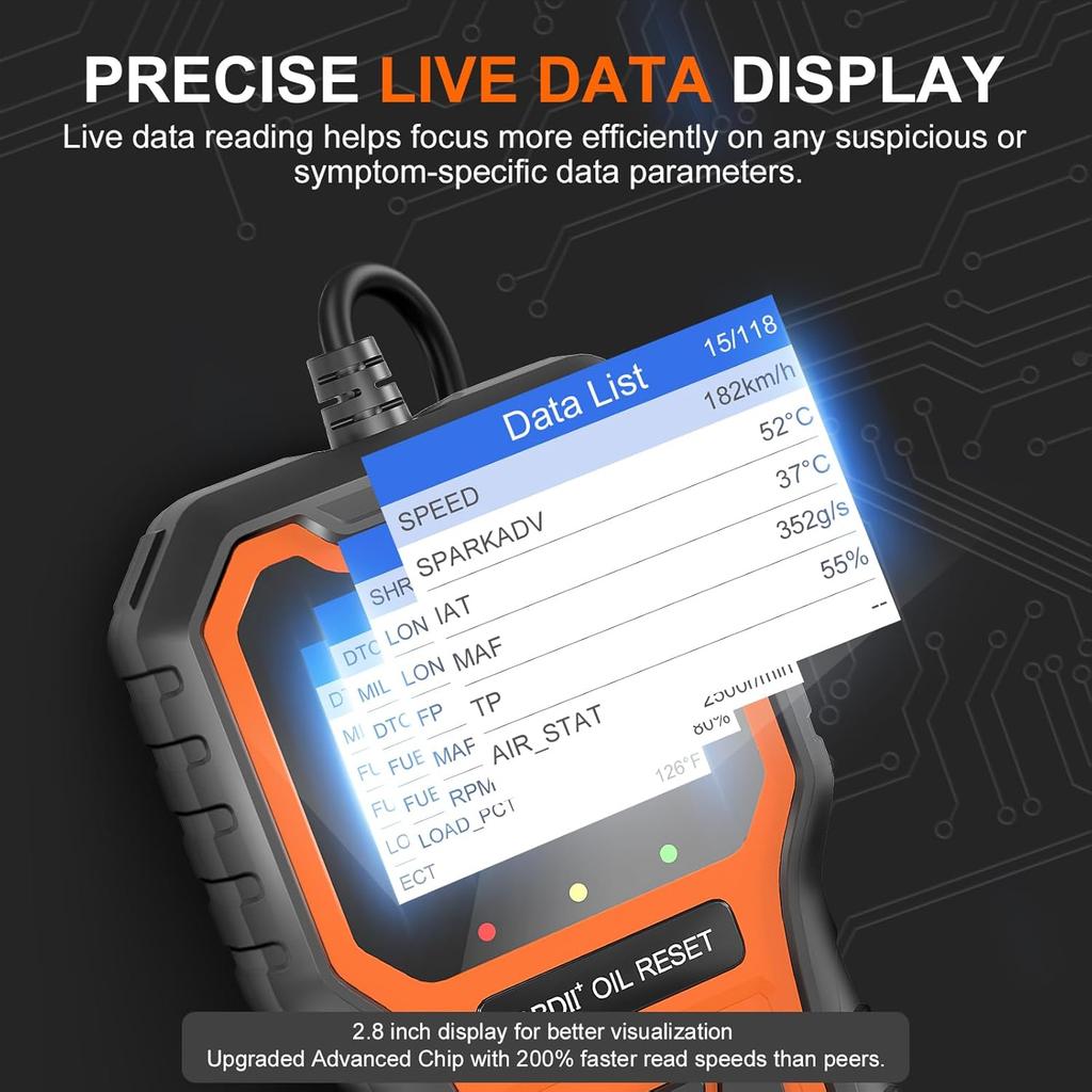 OBD2 Scanner, Professional Code Reader For Check Engine Light/Oil Light Reset, Enhanced OBDII Scan Tool, Fast And Accurate Fault Diagnostic Scan Tool