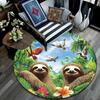 Sloths Round Area Rug,Carpet Rug for Living Room Bedroom Sofa Playroom Decor,Non-slip Floor Mat