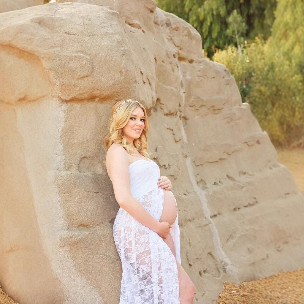 European & American Women's Lace Maternity Strapless Maxi Dress - Photography Sleeveless Long Train (2020 Model)