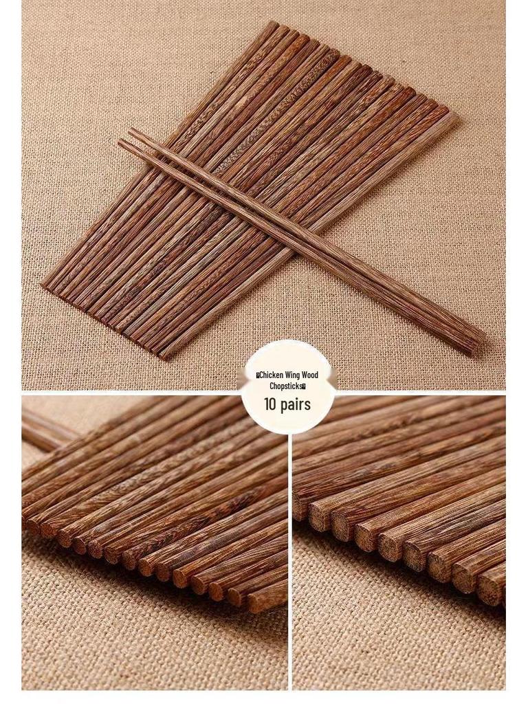 Free Shipping: Mold-Proof Red Sandalwood & Chicken Wing Wood Chopsticks - Non-Deforming, Non-Slip, High-Temperature Resistant