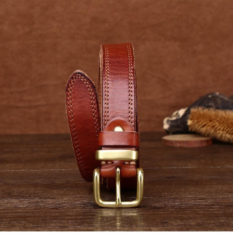 Retro primul strat din piele de vacă ață de cusut centura femeii cataramă din cupru pur cataramă cap cataramă cupru cataramă centura