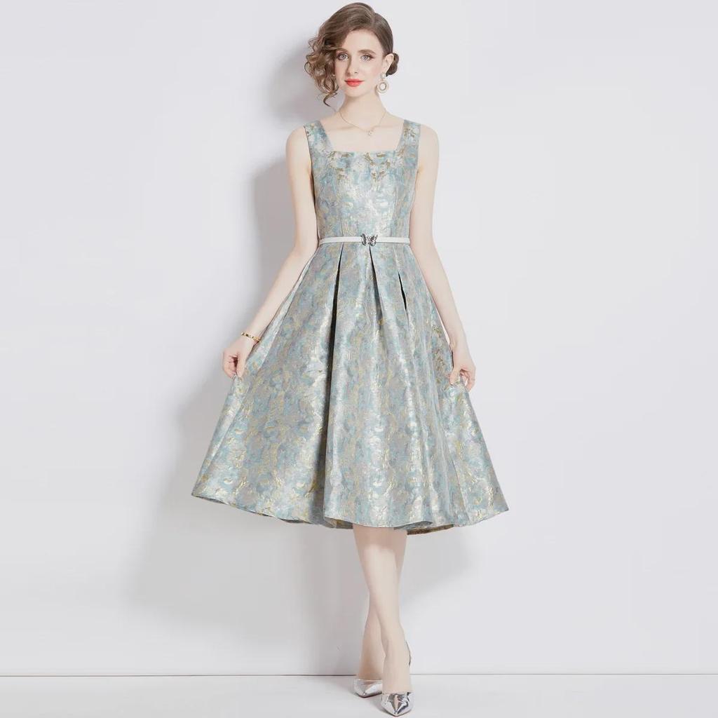 2024 Early Spring French Jacquard Dress: Retro Texture & Color