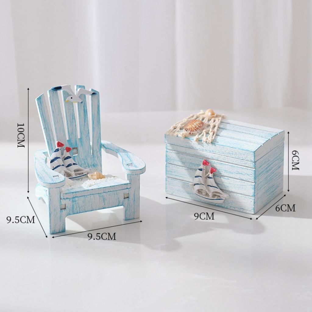 Mediterranean style mini beach chair decoration, children's room ocean style desktop small box decoration, shooting props