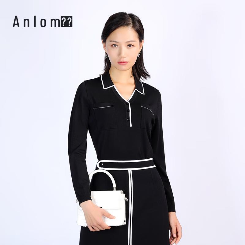 Anlom Autumn/Winter Color-Block V-Neck Pullover 2335001