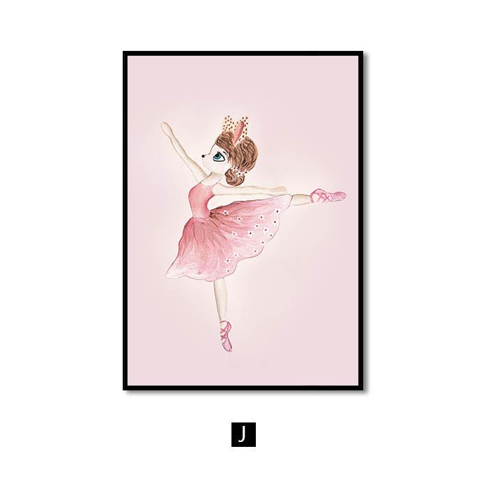 Pink Nursery Girl Flower Wall Art Canvas Painting Horse Swan Nordic Posters and Prints Wall Pictures for Living Room Kids Room