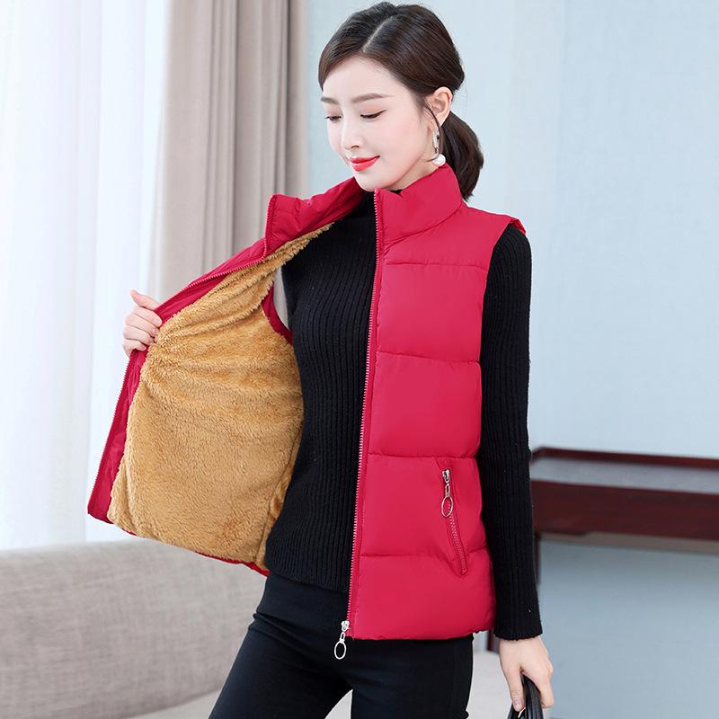 

Женский осенне-зимний жилет большого размера, утепленный уличный жилет со стоячим воротником без рукавов, утолщенный терможилет L