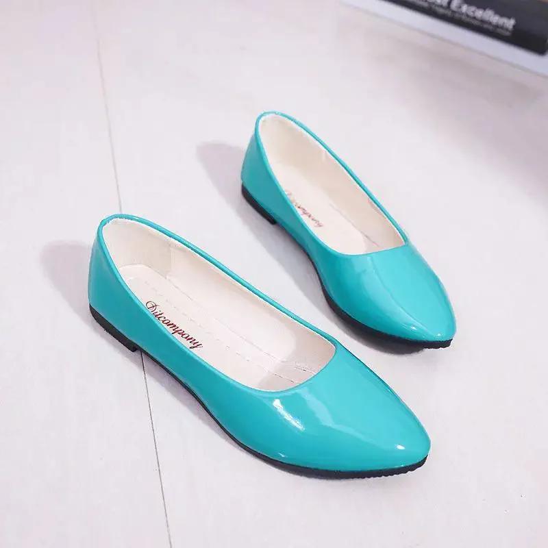 Fashion Women Candy Color Ballet Flats White Wedding Shoes Woman Flats Patent Leather Slip on Shoes Zapatos Mujer Ladies Boat Shoes224