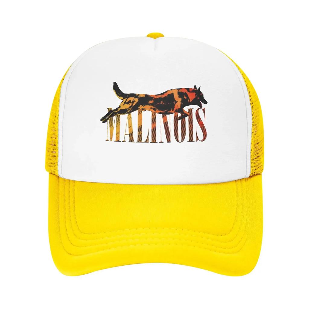 Mixed Black Golden Malinois Belgian Shepherd Dog Hiking Mesh Baseball Caps Women  Unisex Male Beach Sun Hat Trucker Cap