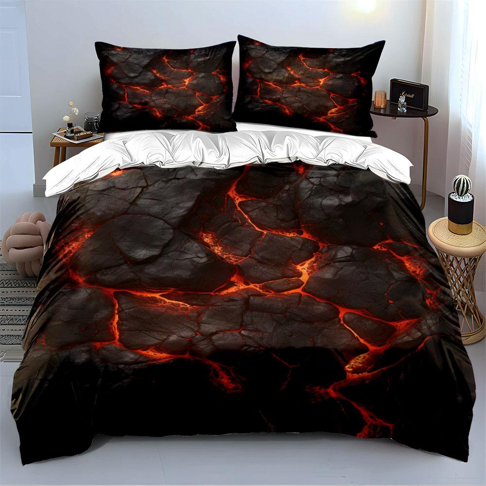 "Volcanic Lava Cracked Bedding" Bedding Duvet Cover Set Duvet Cover Pillowcases (1 * Duvet Cover 2 * Pillowcases, Without Duvet Insert)