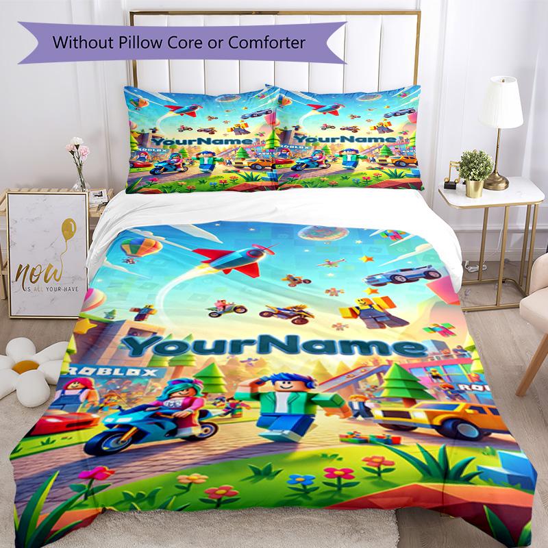 Roblox 397 Customize your name Bedding Set Breathable Duvet Cover with Pillowcases Home Decoration Birthday Gift