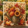 Festive Seasonal Craft Kits Autumn Faux Pearl Painting Kit, Fall Theme Art DIY Kit for Handmade Wall Decor Adults, Fox Pumpkin 3D Set Thanksgiving