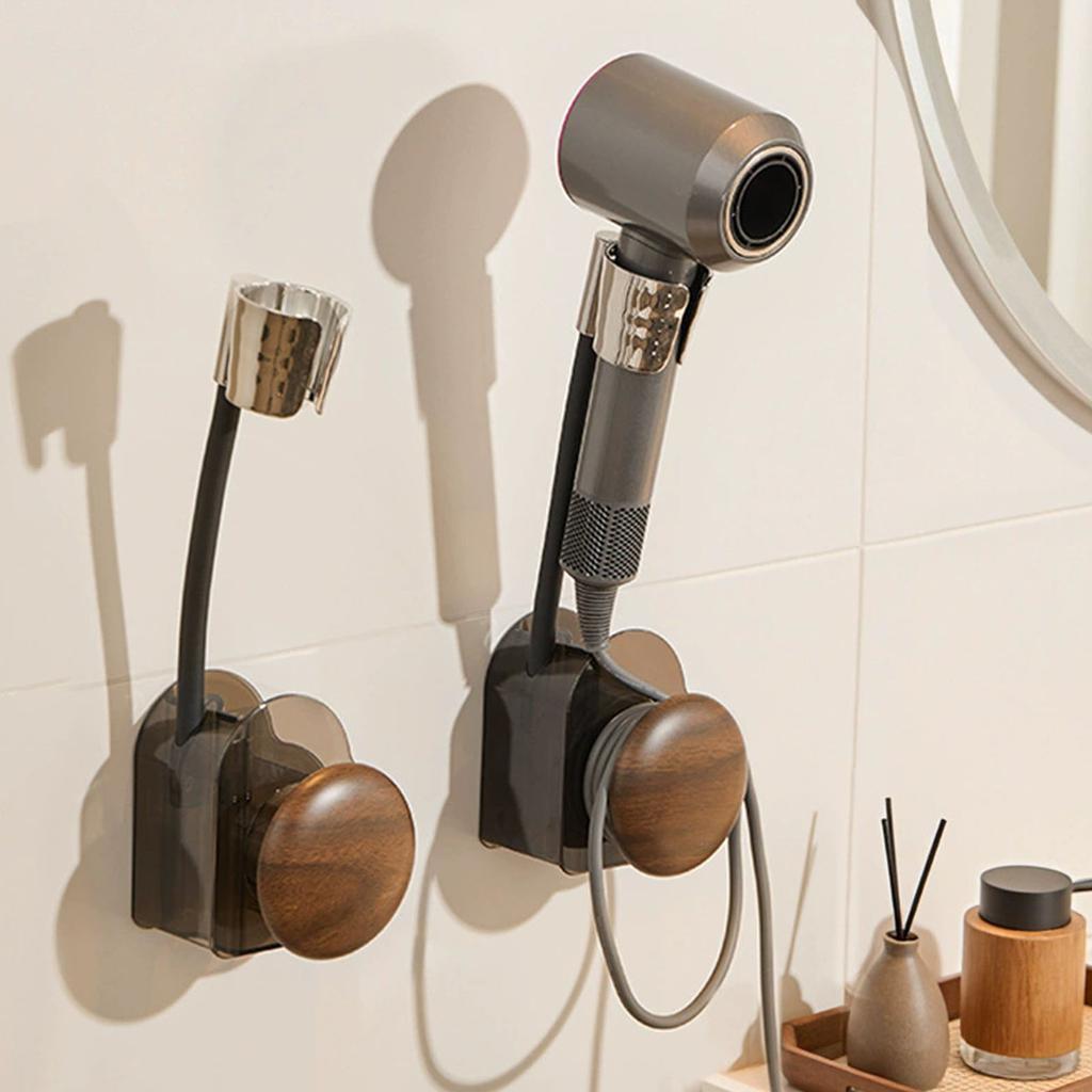 Multipurpose Wall Mounted Hair Dryer Organizers No Drills Required Regulable Durable Steel ABS Construction Bathroom Storage