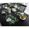 Placemats Linen Green Leaves Summer Series Table Pads Washable Table Mats Family Table Decorations Room Decor