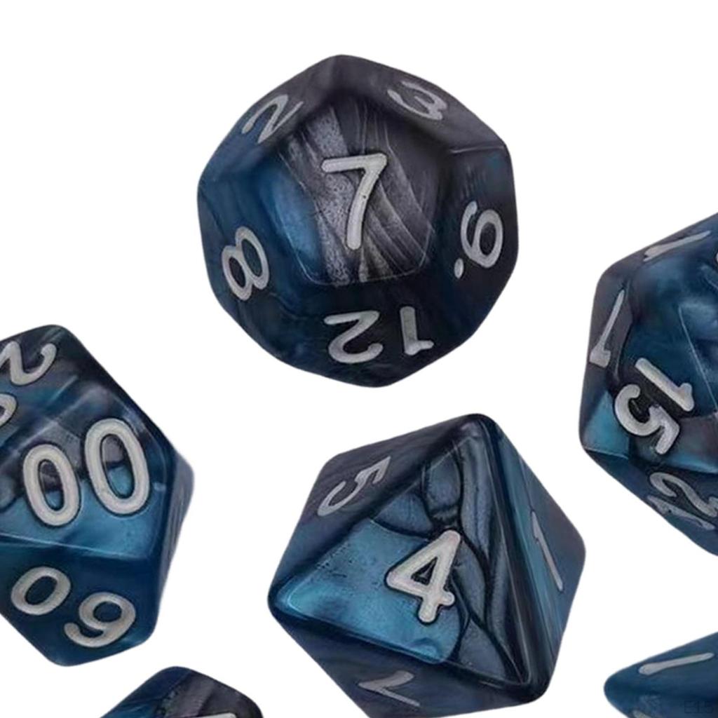 7 stycken färgglada polyedriska tärningar samling brädspelsrekvisita leksaker presenter Hållbar slät yta för