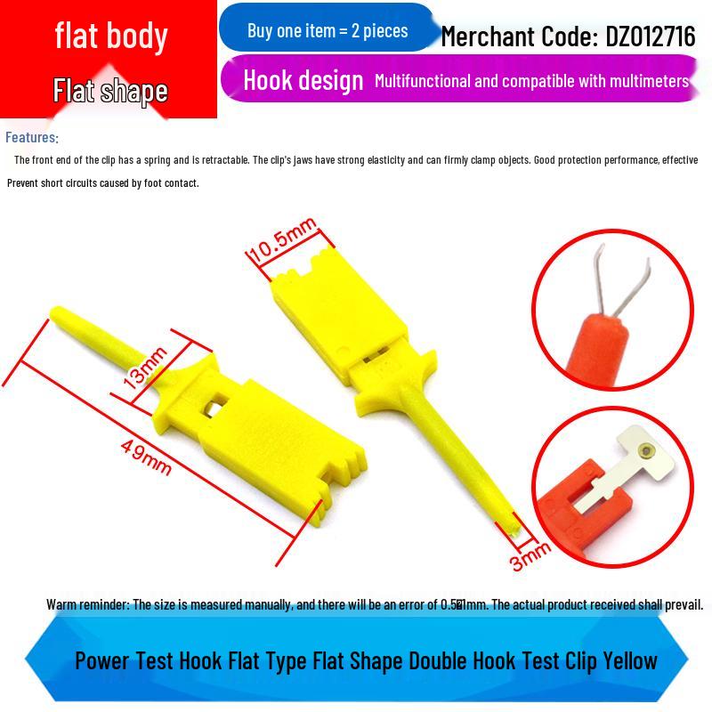 Large Hook-Type Multimeter Test Clip for Power Testing