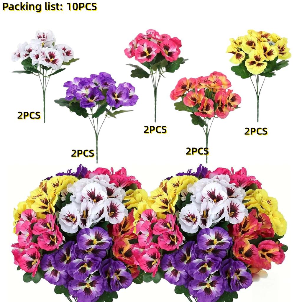 10pcs Artificial Triangular Pansies - Vibrant Mixed Colors Outdoor/Indoor Realistic  artificial flowers - Festive Flower decor