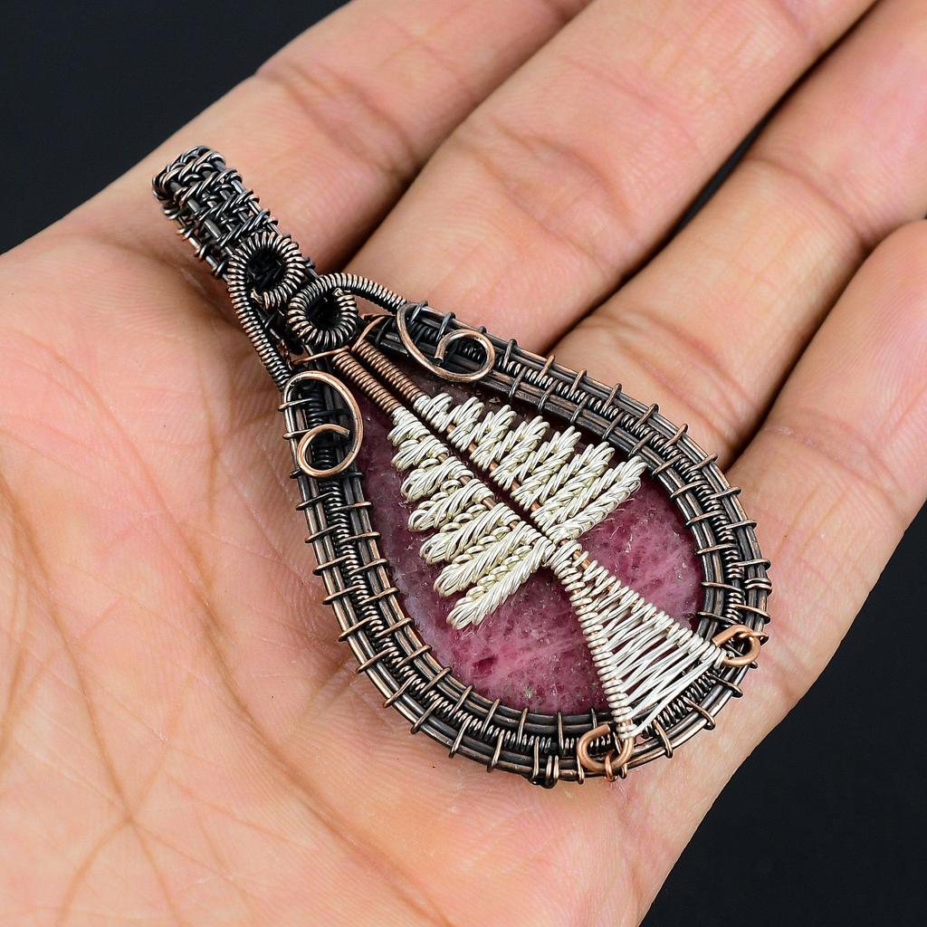 Rhodonite Jewelry, 999 Copper Wire Wrapped Pendant Handmade Gemstone Tree Of Life Jewelry, Gifts For Wife Brand New Pendant