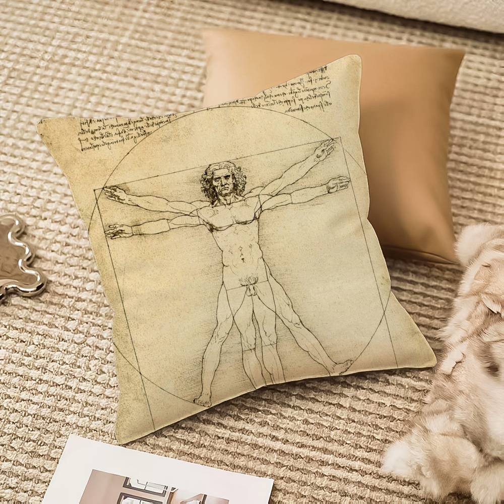 Da Vinci Inspired Sketches Pillow Case Anti-dustmite Invisible zipper Sofa Bed