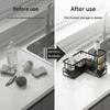 Black Metal Sink Storage Rack With Separate Baskets and Base Tray, Freestanding Corner Holder for Cleaning Tools and Counter Storage for Daily Sink