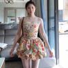 Dopamine Super Fairy Floral Suspender Dress Summer New Seaside Vacation Bud Waist Fluffy Short Skirt