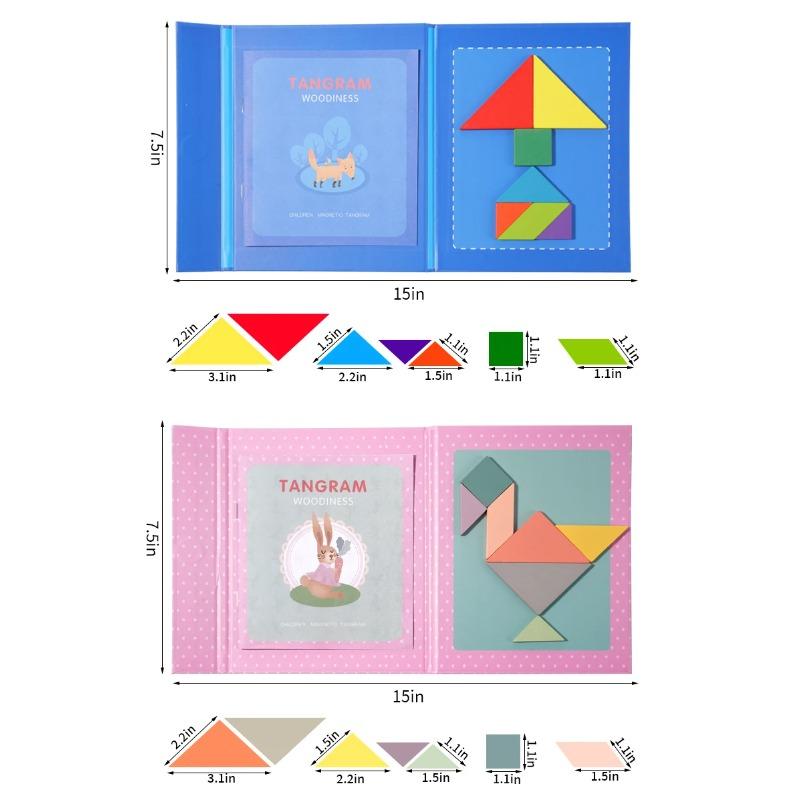 Hot Magnetic 3D Puzzle Geometric Shapes Tangram Jigsaw Board Kids Montessori Games Children Educational Wooden Toys