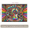 Lebendiger Psychedelischer Peace Love Wandteppich, Hippie Musik Wanddekoration mit Gitarre & Regenbogen für Schlafzimmer