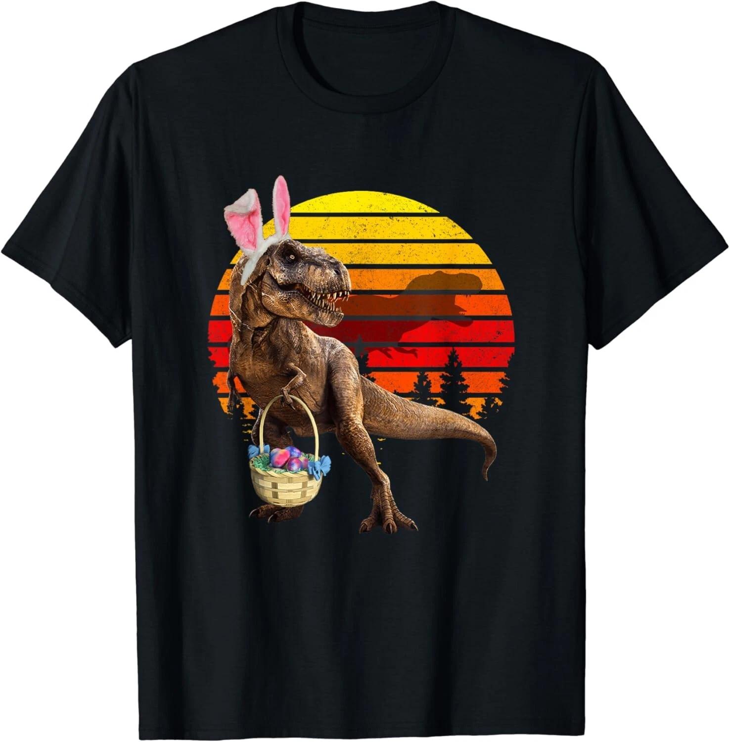 Jurassic Easter T Rex Retro Vintage World Funny Dinosaur Gift Unisex T-Shirt S
