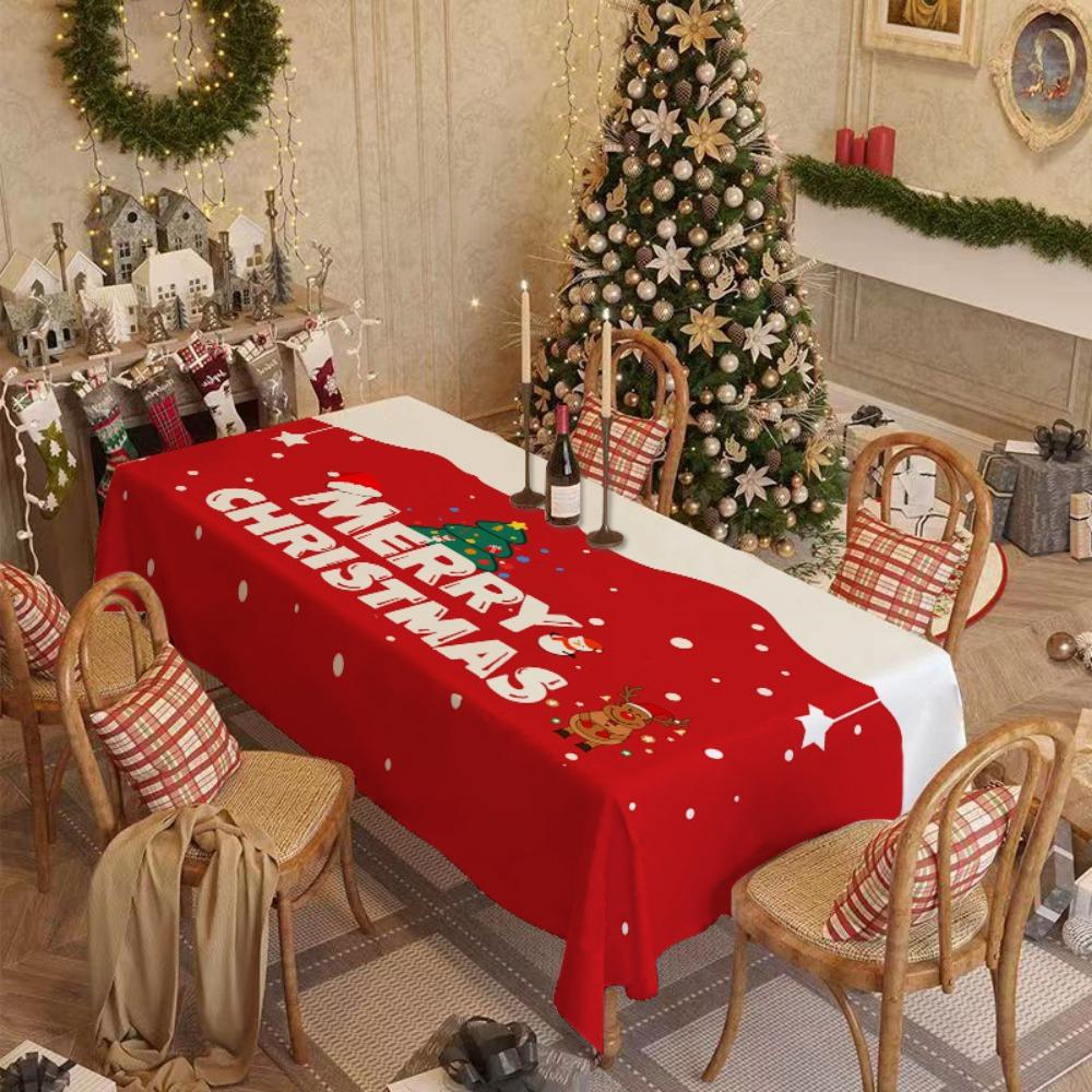 Christmas Tablecloth Red Festive Decor for Living Room Dining Table Rectangular Holiday Atmosphere