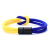 2Pcs Classic Contrasting Color Bracelet Set For Men Grade A 4mm Cord Chain Braslet Ukrainian Flag Element Wrap Braclet Pulseria